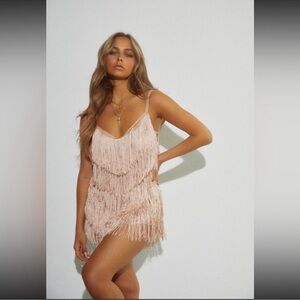 Nude Fringe Dress- Neya-Miss Lola